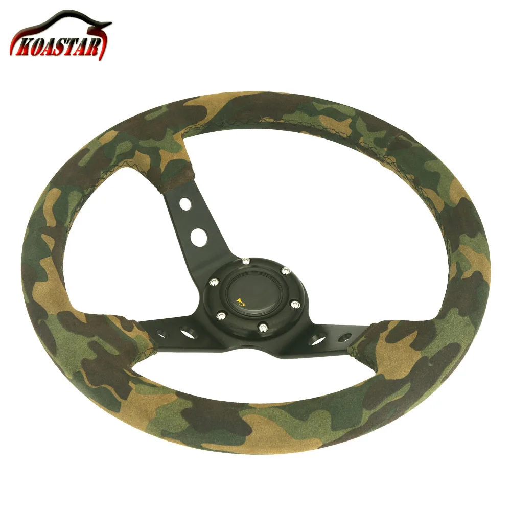 Новый 350 мм Глубокий блюдо камуфляж замша кожа руль матовая 14 дюймов дрейфующий