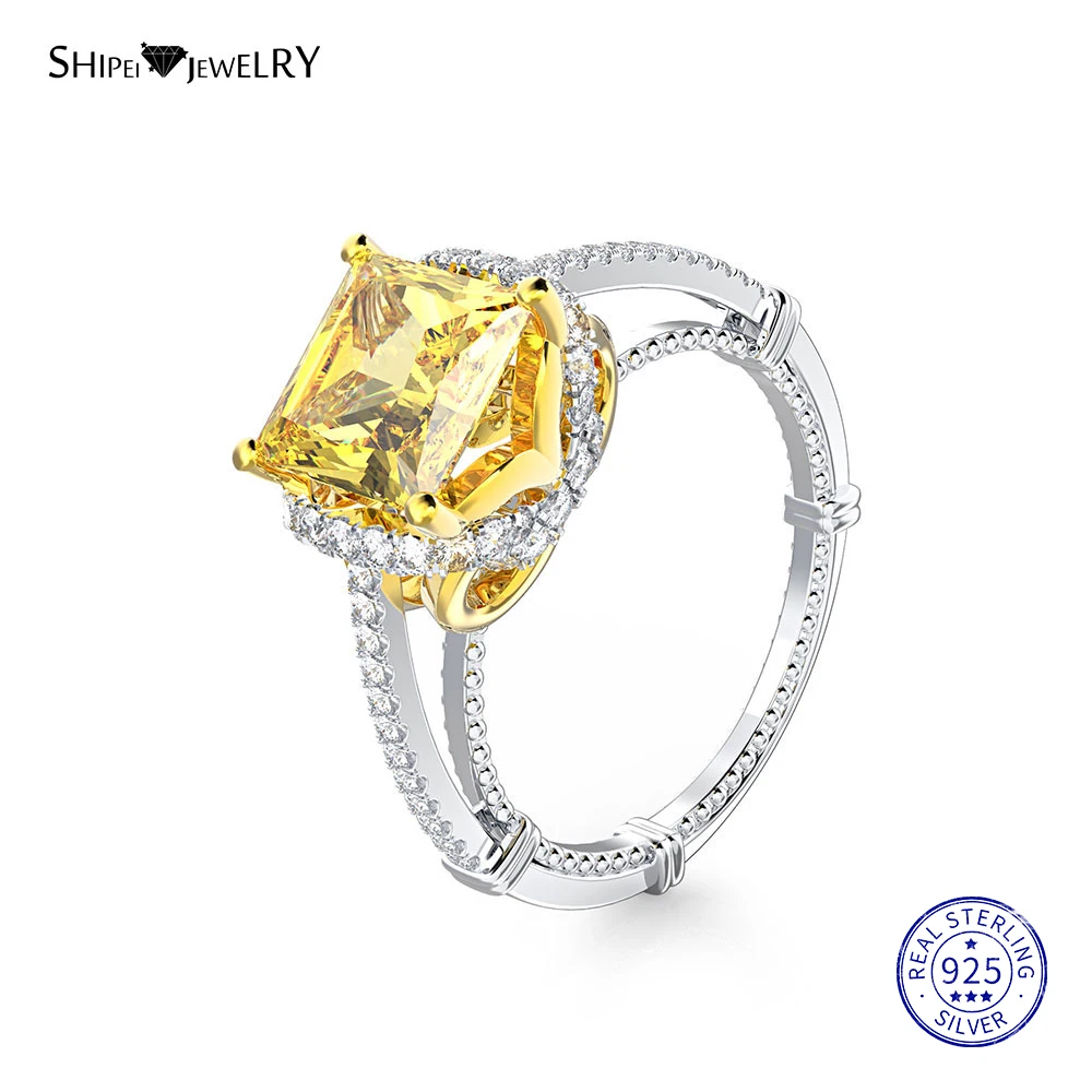 Женское кольцо Shipei 100% 925 пробы обручальное с квадратным белым золотом Хороший