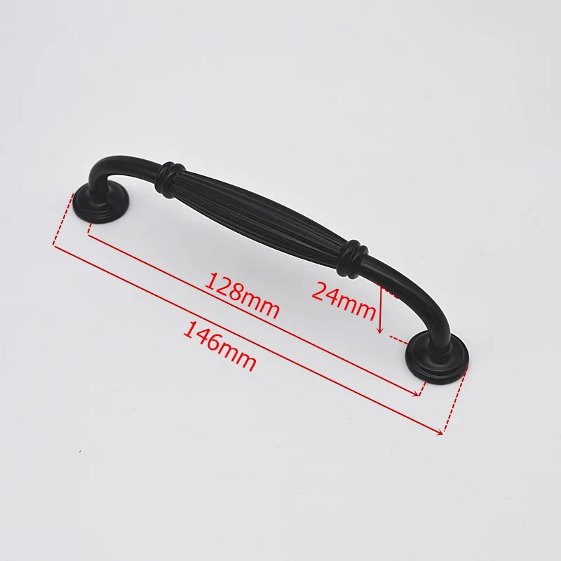 Black-128mm Ручки из черного цинкового сплава для мебели, ручки и ручки для шкафа, ручки для ящиков, кухонные ручки, ручки для шкафа, ручки для шкафа - Color: Black-128mm