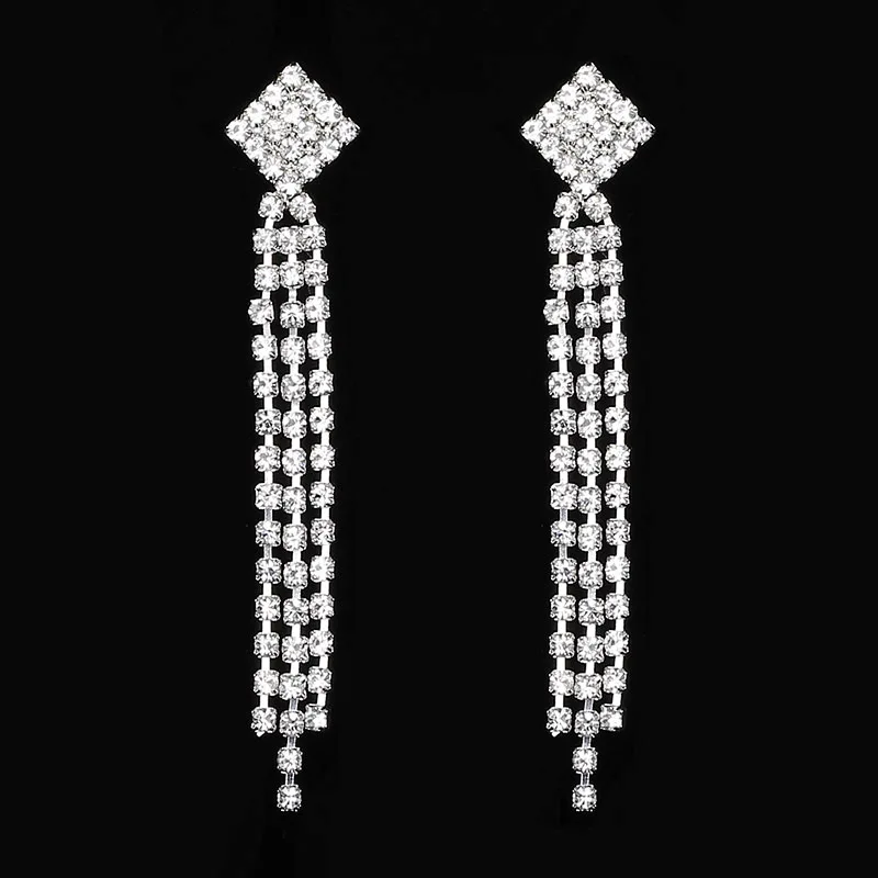 style 6--6.2cm TREAZY, Длинные свадебные Висячие Серьги серебряного цвета с кристаллами для женщин, стразы, кисточки, висячие серьги, подарки для невесты, вечерние ювелирные изделия - Окраска металла: style 6--6.2cm