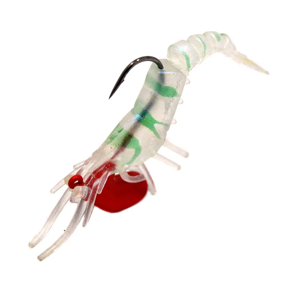 

5pcs 5cm lead head soft shrimp luminous eyes 8 colors carft series with hook soft shrimp fishing baits
