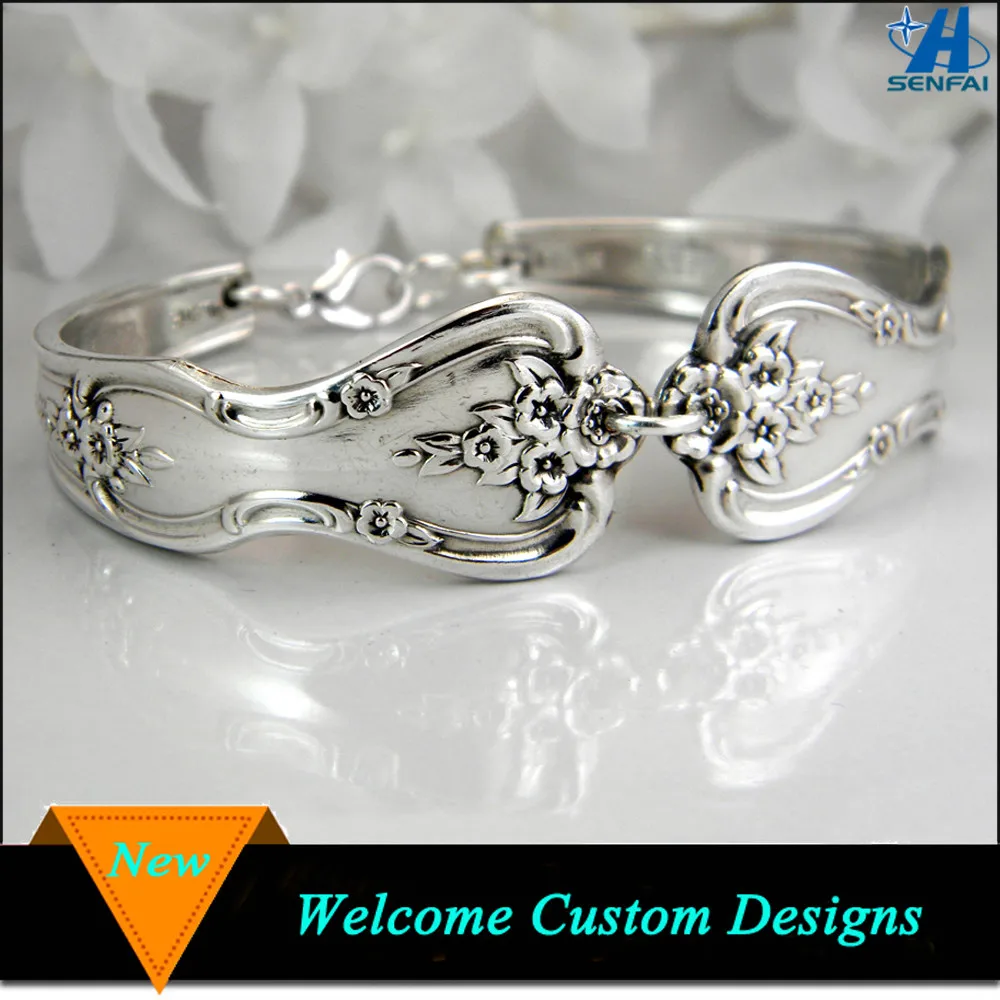 Senfai Aliexpress Оптовая Продажа Модный тоновый Цветочный браслет в виде ложки для