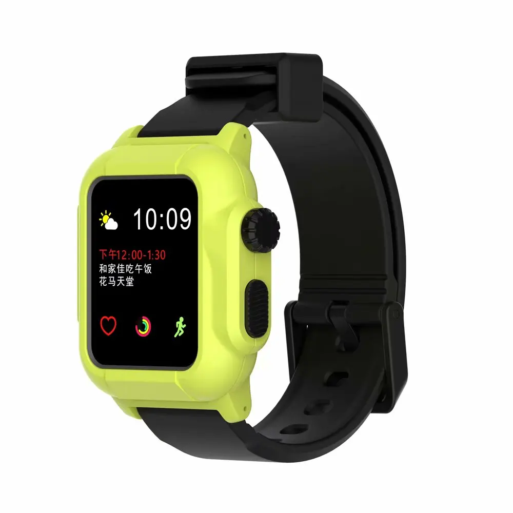 black 4 Водонепроницаемый корпус ремешки для часов Apple Watch Series 2/3 42 мм Плавание Серфинг силиконовые водонепроницаемые часы ремешок - Цвет ремешка: black 4