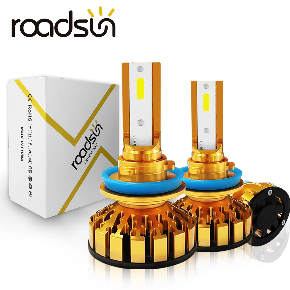 Roadsun для автомобильных фар F6 H7 светодиодный H4 H11 H3 H1 HB4 9005 9006 9012 Conversion Kit анти EMC 6000 К