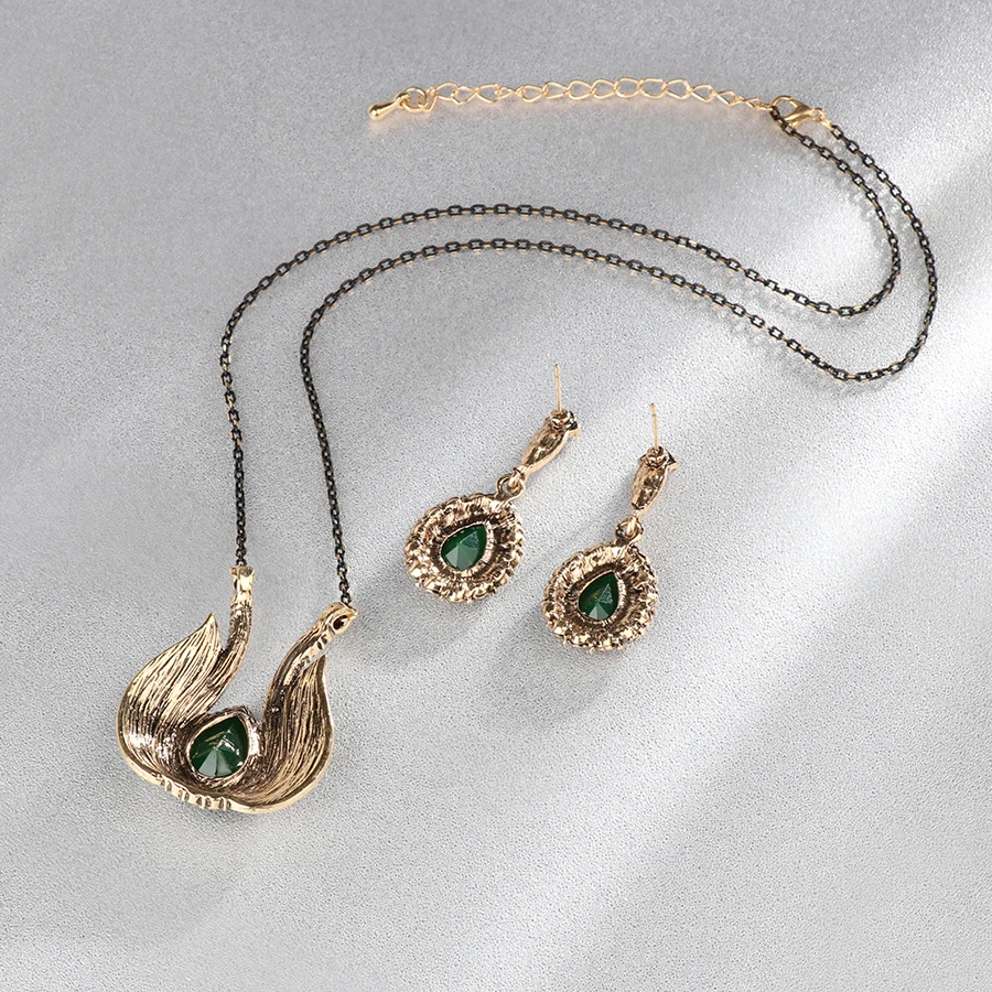 Kinel Прямая поставка модный набор турецких украшений Античное золото черный