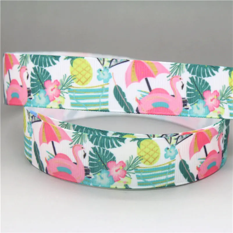 DUWES 50 ярдов этнический вечерние печати Фламинго grosgrain ленточный аксессуар