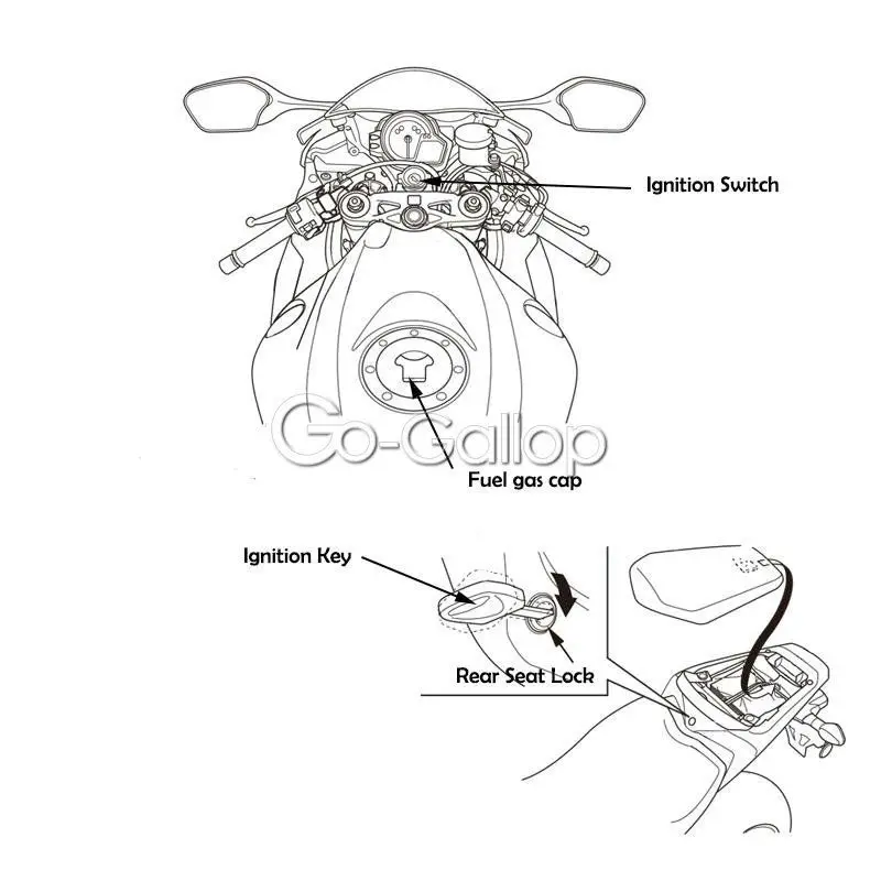 Ключ зажигания мотоцикла + комплект топливной газовой крышки подходит для Honda CBR