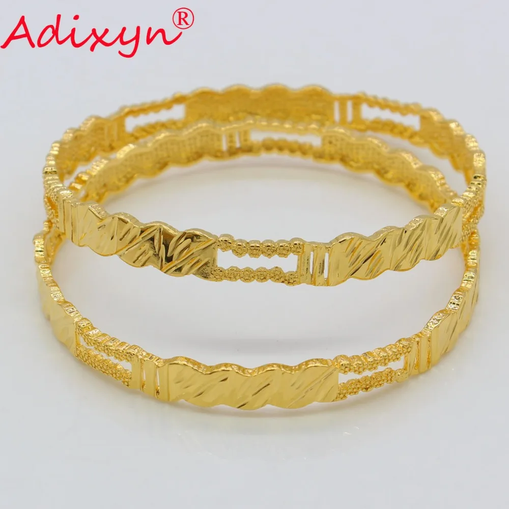 Adixyn 2 шт./лот неоткрывающийся браслет Дубая для женщин/девушек золотой цвет