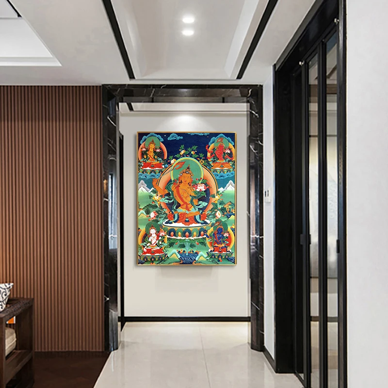 Картина Манджушри Thangka Five Будда тибетская индийская китайская религиозная
