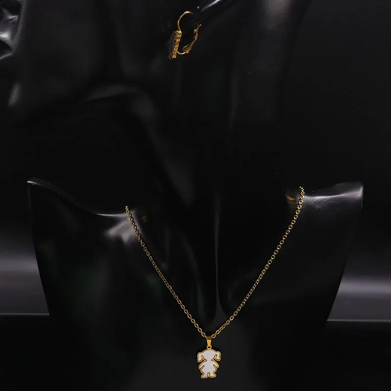 2021 модная одежда для девочек серьги ожерелье нержавеющая сталь набор украшений