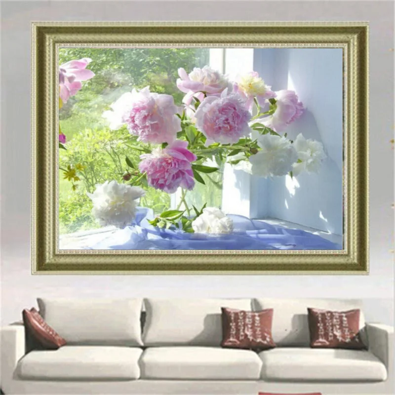 DIY Diamond Painting Cross Stitch kit Embroidery pink Peony 3d Square mosaic pasted full Crafts gifts Needlework | Дом и сад