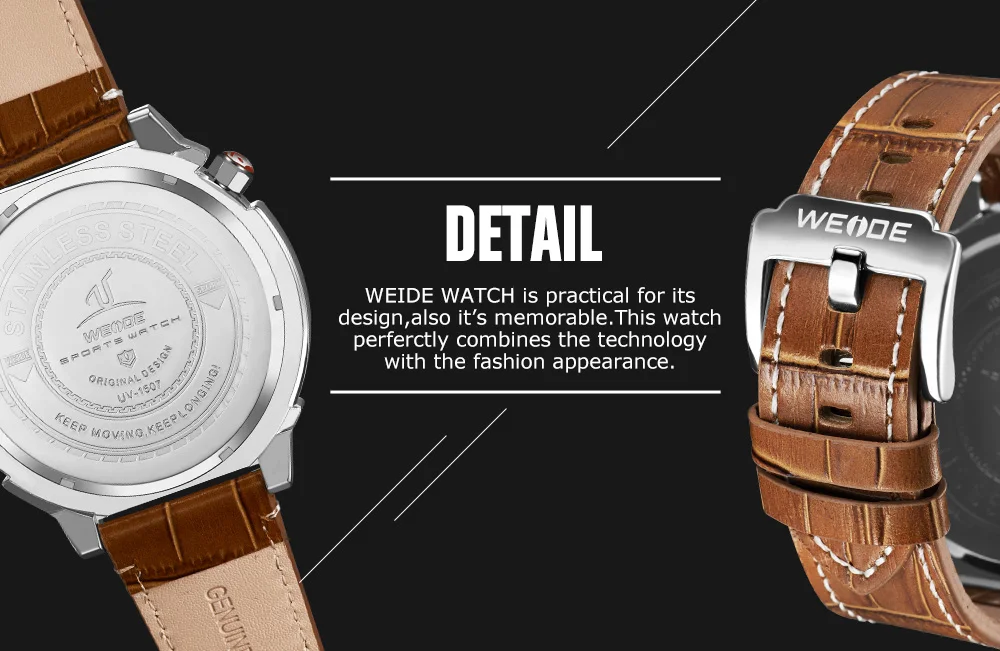 WEIDE часы мужские роскошные Брендовые спортивные военные модные повседневные круглые с большим циферблатом кварцевые коричневые из натуральной кожи мужские наручные часы подарок