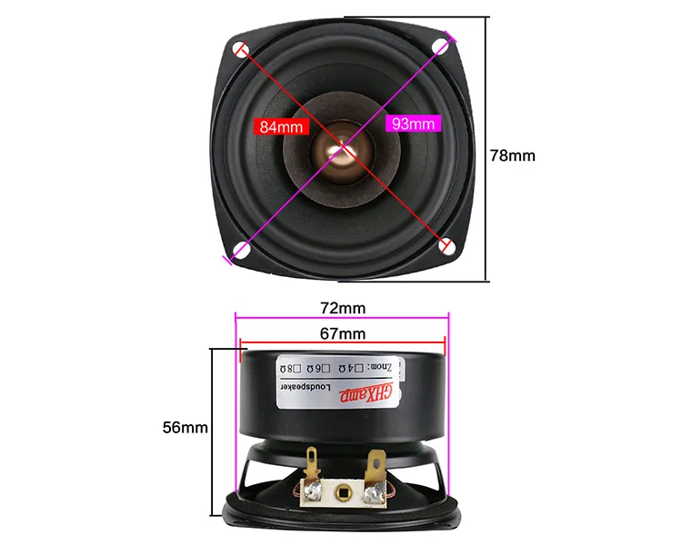 GHXAMP 3 дюймов полный спектр Динамик 4ohm 15 Вт Hifi твитер Средний басовый Динамик Bluetooth Динамик DIY среднюю частоту прозрачный 2 шт