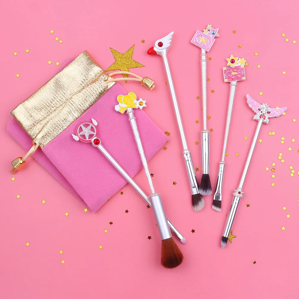 Silver Карта captor cardcaptor sakura 20th anniversary sailor moon, Кисть для макияжа/Косметическая кисть, палочки, кисть для основы - Handle Color: Silver