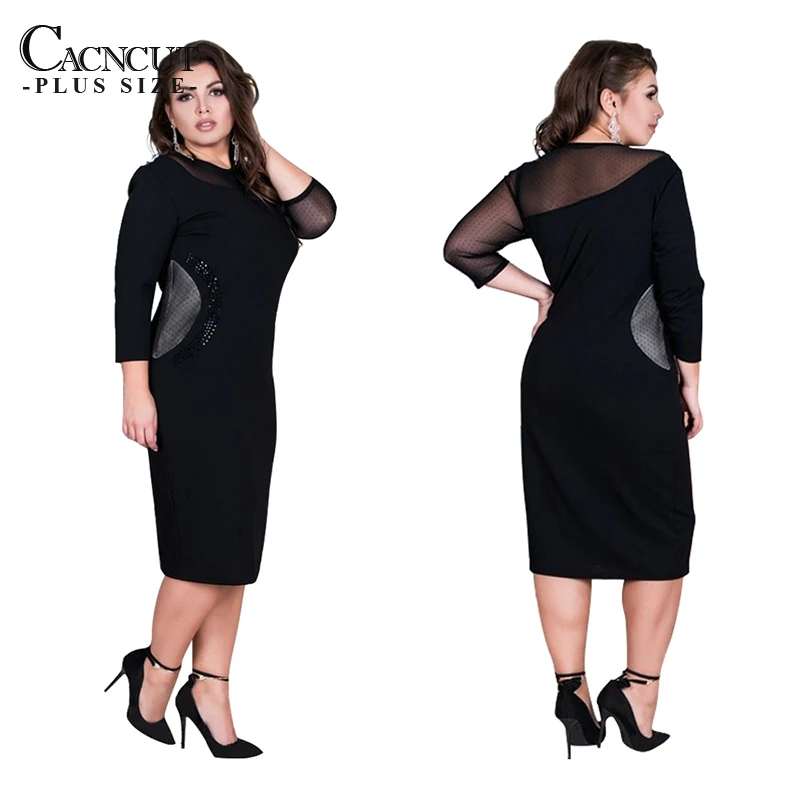 CACNCUT 5XL летнее искусственное весеннее повседневное Сетчатое платье 6XL 2019 большие