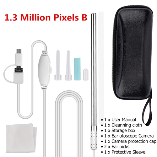 1.3 Million Pixels B Эндоскоп для чистки ушей 3 в 1 USB HD визуальная Ушная ложка 5,5 мм мини-камера Android PC ушной отоскоп бороскоп инструмент для ухода за ушами - Цвет: 1.3 Million Pixels B