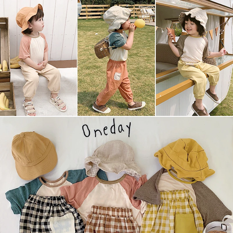 Новые летние удобные футболки с короткими рукавами в стиле пэчворк для маленьких