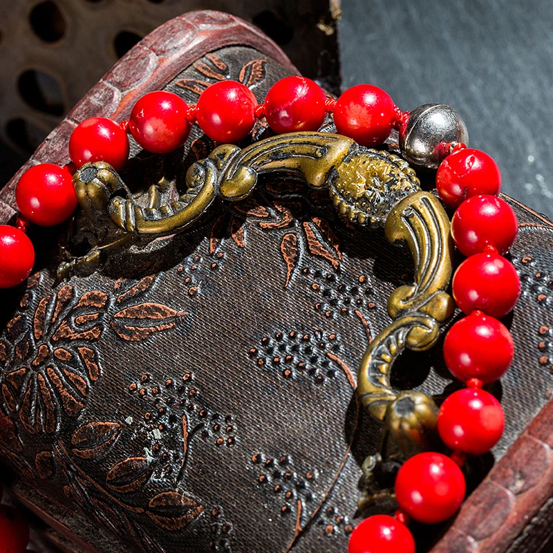 10mm natural coral red stone beads knotted necklace for women fashion statement chain choker clavicle Jewelry mother's gift | Украшения