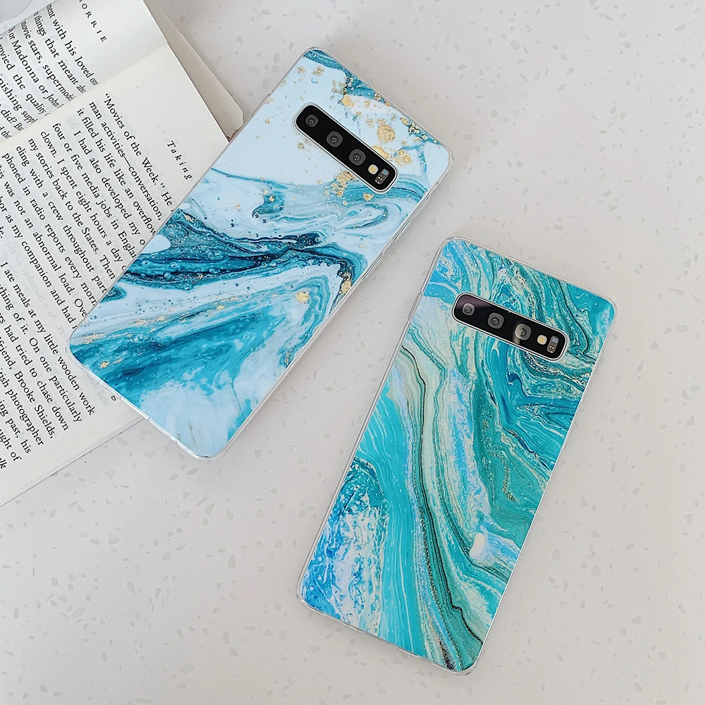 Чехол для телефона с градиентным синим мрамором Samsung Galaxy A42 5G A21S Note 20 Pro A50 S10 S9 S8 S20 A51