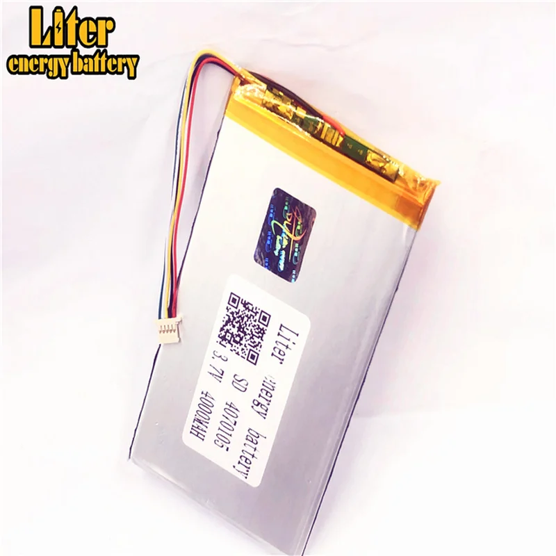 1.0MM 5pin connector 4070105 Wholesale price 3.7v 4000mah lipo battery in rechargeable Batteries Tablet PC |