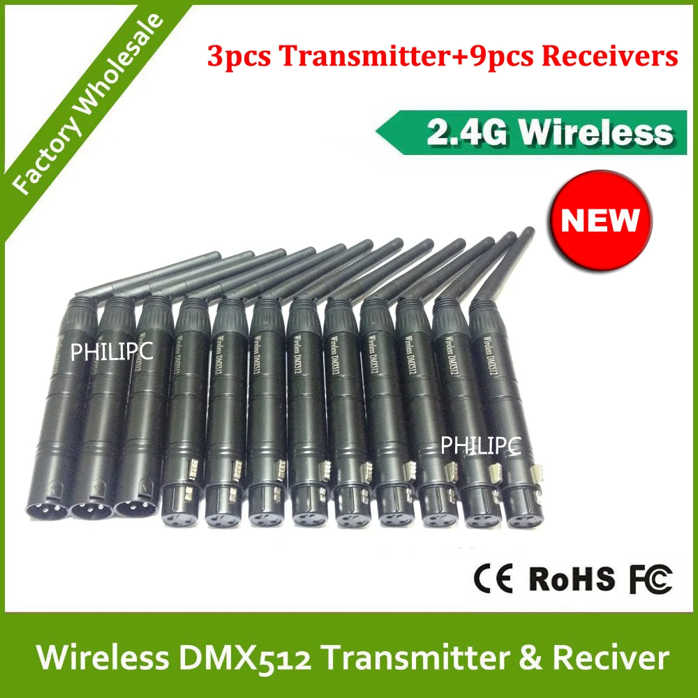 Оптовая продажа беспроводной приемник и передатчик 2 4G ISM DMX512 XLR с антенной