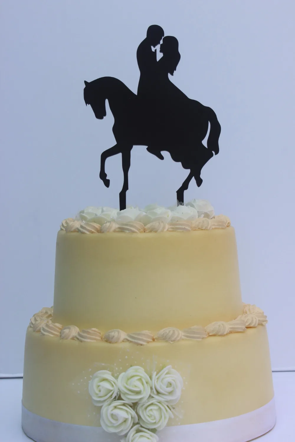 Acrylic Bride and Groom Sit On Horseback Wedding Cake Topper Silhouette | Дом и сад