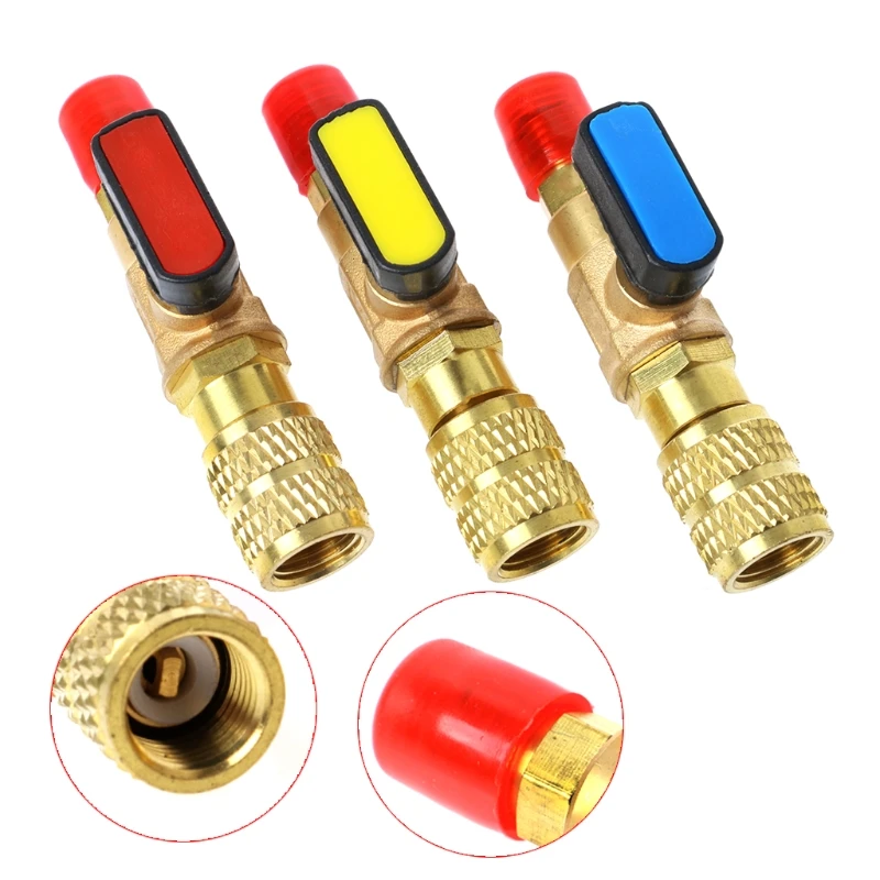 

1pc 1/4" Male to 5/16" Female SAE R410A Refrigerant Straight Ball Valve AC Charging
