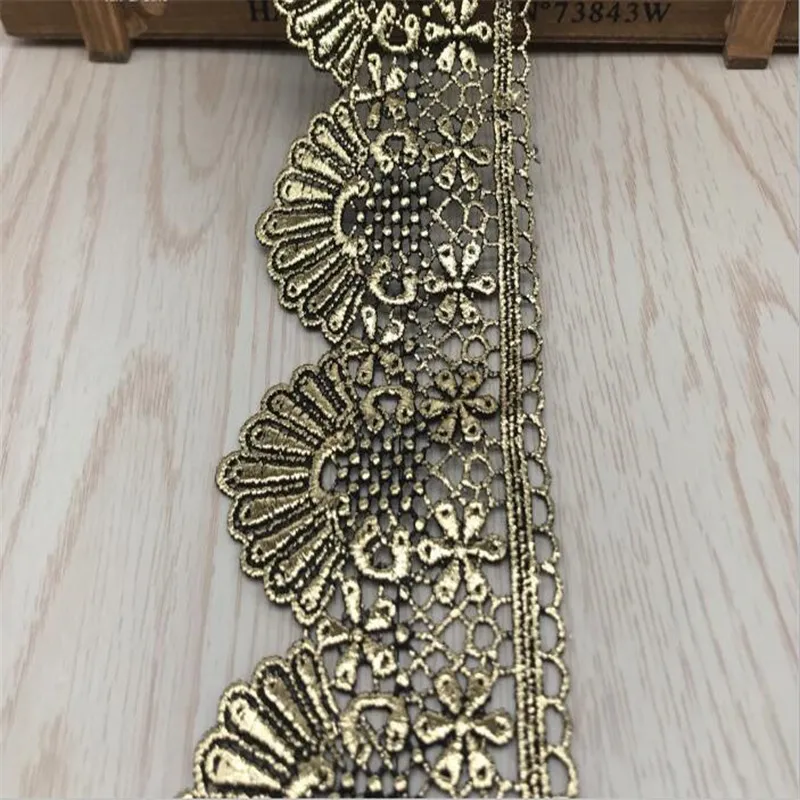 Золотая вышивка сетчатая кружевная ткань обрезные ленты швейные материалы