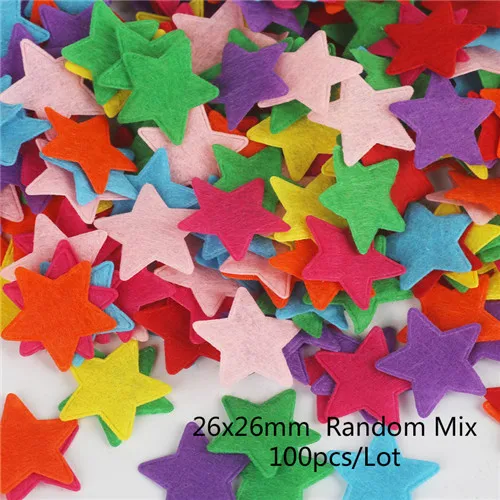 26x26mm 100pcs 50-100 шт./лот, разные формы, мягкая ткань с рисунком, войлок, пластырь, 30x30 см, войлок, ткань, аксессуары, наклейки, игрушки, круг, войлочные подушечки - Цвет: 26x26mm 100pcs