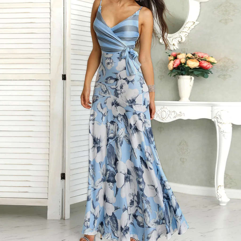 Женское элегантное сексуальное платье на бретельках с v-образным вырезом без