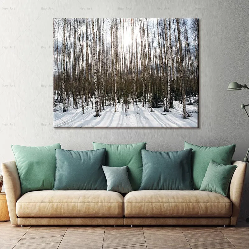 Лес гора дикая природы украшение для дома снежное дерево холст печать