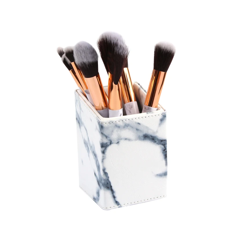 Портативный PU Marbling косметическая коробка для ванной макияж кисти органайзеры красота ручка губная помада Настольный держатель аксессуары для хранения дома