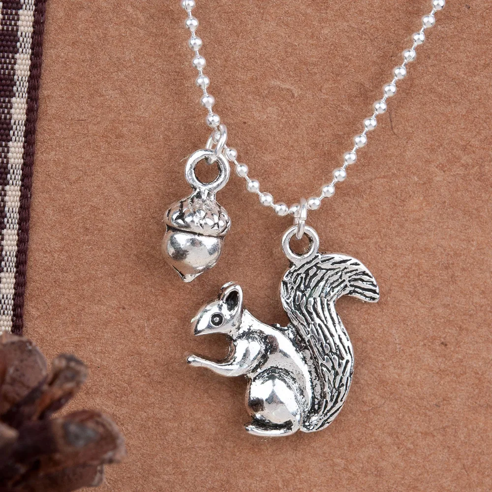 Цепочка 8 сезонов ручной работы античное Серебряное ожерелье и серебряная белка