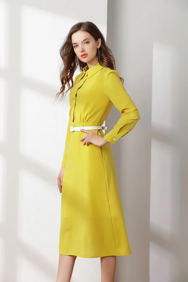 2019 новая женская одежда летнее модное платье с отложным воротником Длинные