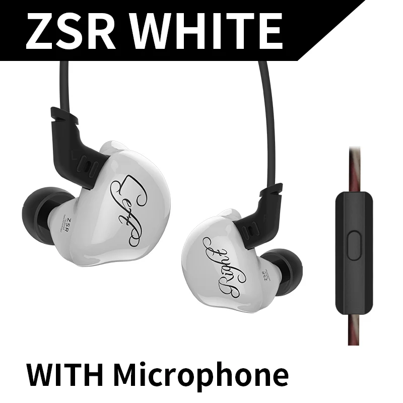 ZSR White Mic KZ ZSR шесть водителей в ухо наушник арматура и динамическая гибридная гарнитура HIFI бас с замененным кабелем шумоподавления наушники - Цвет: ZSR White Mic