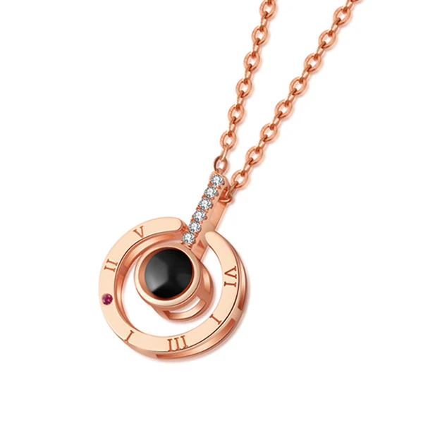N022 Rose gold 925 серебро 100 языков I love you Проецирование кулон ожерелье женские воспоминания о романтической любви свадебное ожерелье подарок Прямая поставка - Окраска металла: N022 Rose gold