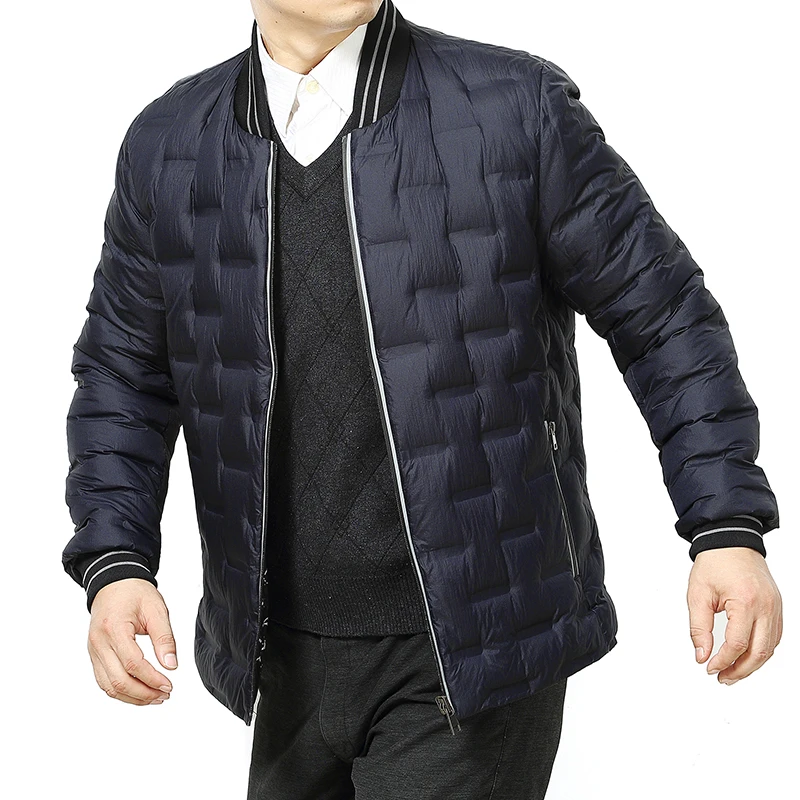 Большой размер мужские пуховики Зимние 90% белые с капюшоном ультра легкие теплая