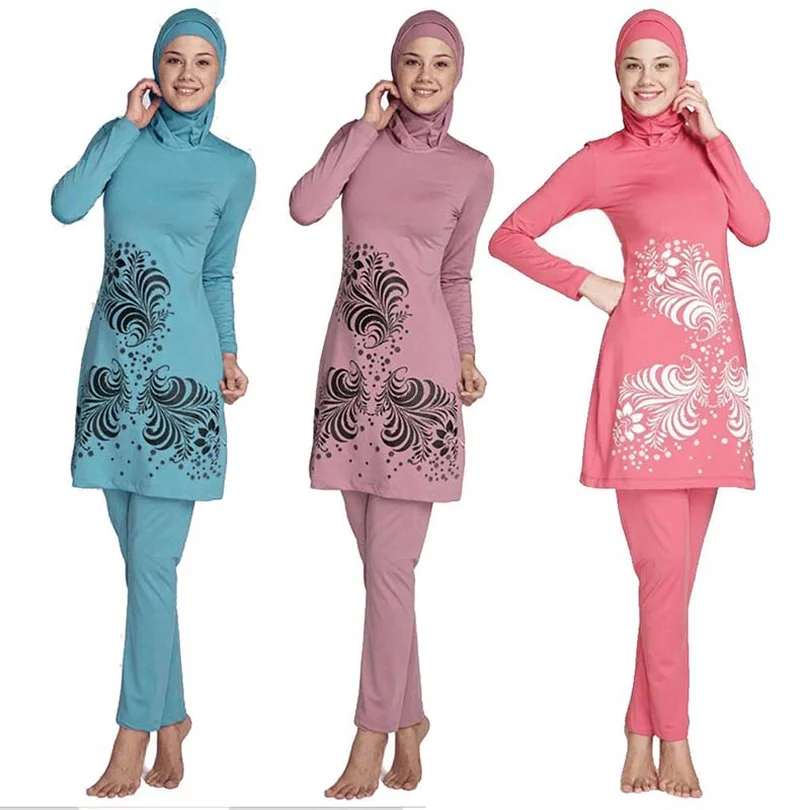 2018 плюс размер Мусульманский купальник женский скромный цветочный принт полное