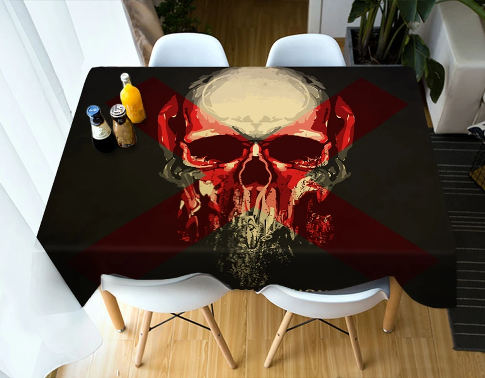 Скатерть с оригинальным 3d-рисунком черепа водонепроницаемая плотная