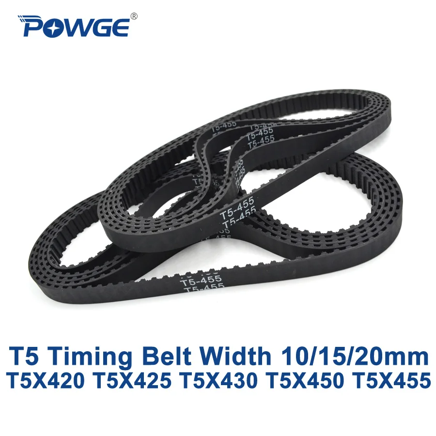 Синхронный ремень синхронизации POWGE T5 C = 420/425/430/450/455 Ширина 10/15/20 мм зубья 84 85 86 90 91