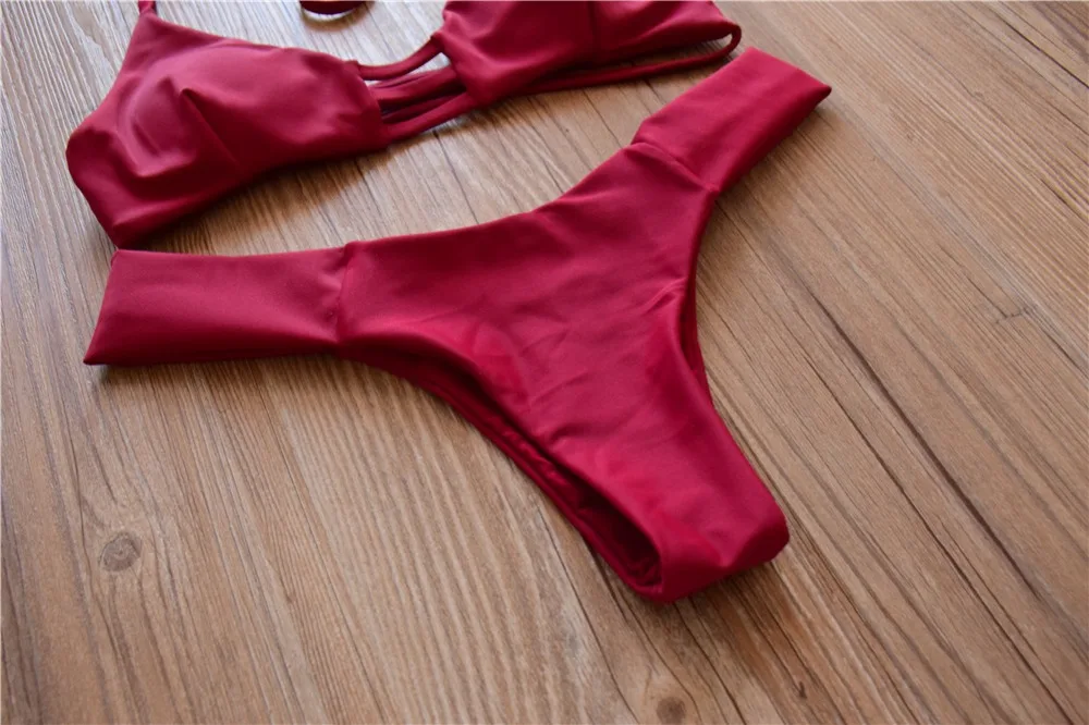 Новинка сексуальный красный женский купальник две части Раздельный бикини с