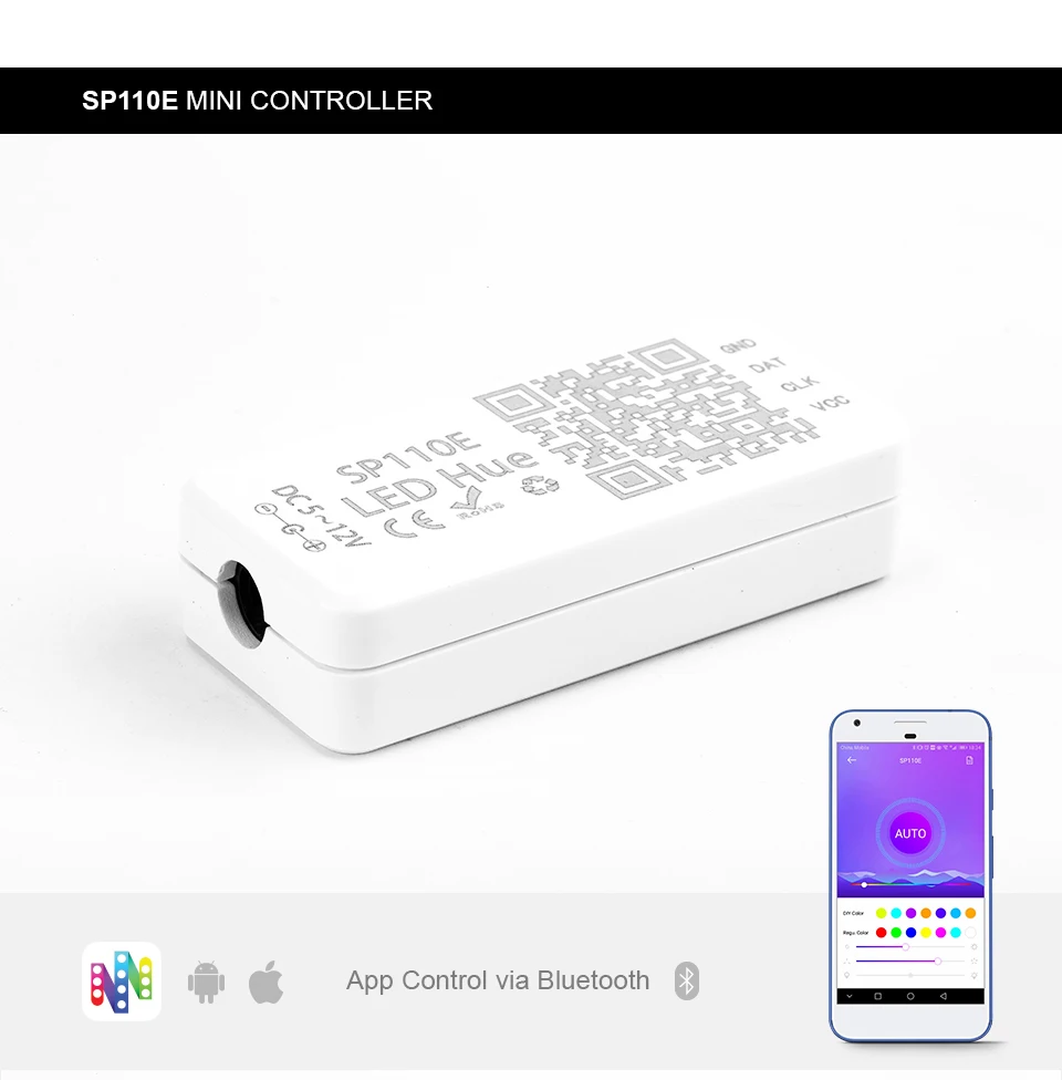 SP110E Bluetooth WS2811 WS2812B SK6812 RGB/RGBW светодиодный музыкальный контроллер SP107E APA102 SP105E WS2801 пикселей светодиодные полосы светодиодов DC5V-24V