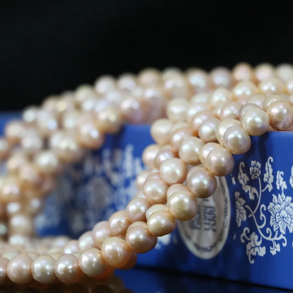 Круглый пресноводного жемчуга высокого качества 7 8 мм 15 дюймов B1349|Бусины| |