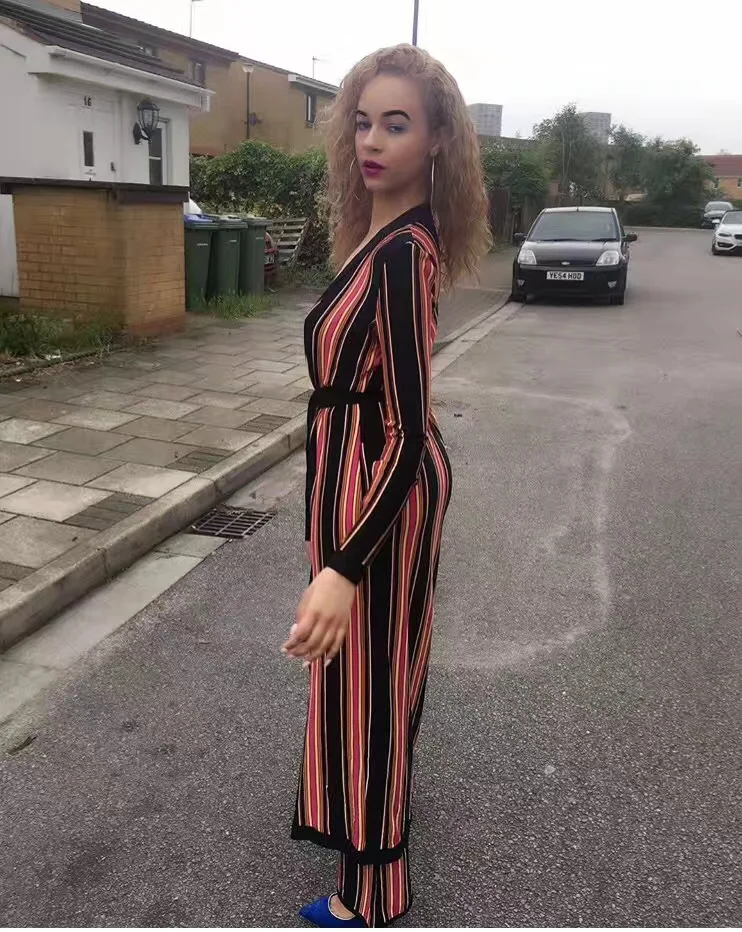 Для женщин пикантные модные Полосатый 2 шт. повязки комплект в полоску с длинными