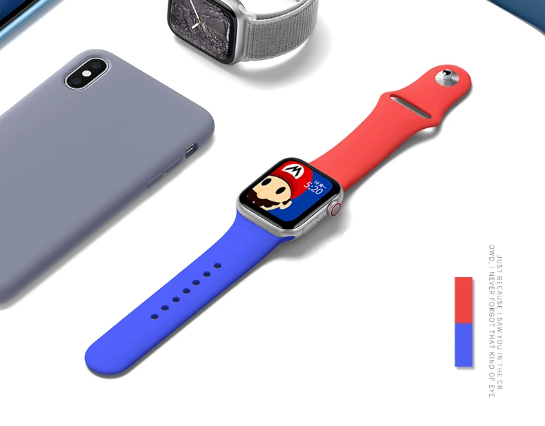Мягкий силиконовый ремешок для наручных часов Apple Watch, ремешок 42 мм, 38 мм, Версия 44 мм 40 мм два комплекта Diy комбинации наручных часов iwatch серии 4/3/2/1 спортивный ремешок