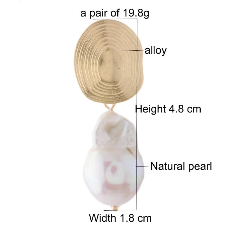 NeeFuWoFu Orecchini NEW Geometric Genuine Pearl Drop Earrings for Women Handmade Gold Hollow Freshwater Pearl Pendant Dangle Ear