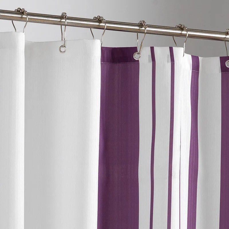 

high quality Polyester Yulian Purple Vertical Striped Waterproof Moisturizing Thickening Shower Curtain Increased Lead Line