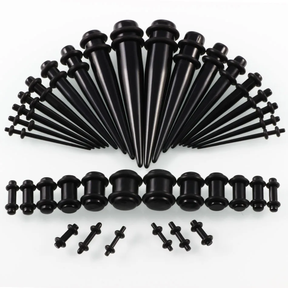 UOTOP 36PCS Ear Stretching Kit 14G-00G Acrylic Tapers and Plugs Silicone Tunnels Ear Gauges Expander Set Body Piercing Jewelry