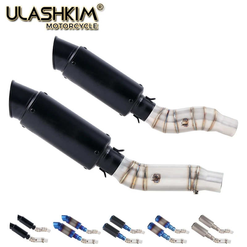 

Motorcycle Full System Exhaust Muffler Escape Middle Link Round Pipe Slip On For Kawasaki Z1000 2010-2017