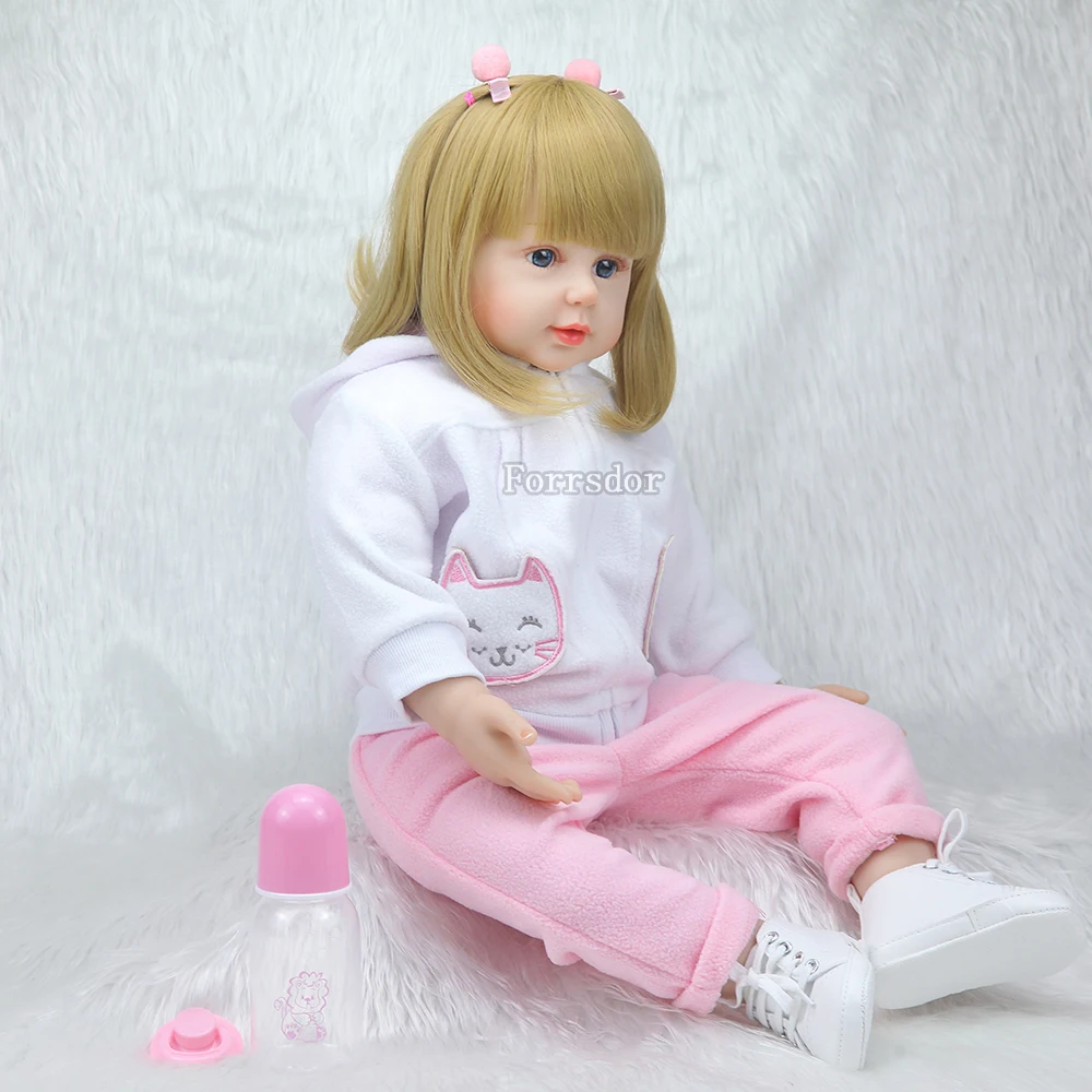 

New 22inch Silicone Reborn Baby Girl Lifelike Reborn Baby Doll With Cuty Fawn Boneca Brinquedos Gifts Bebe Reborn Children Toys